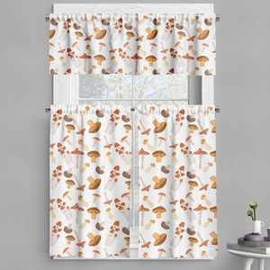 image:imageAmbesonne Abstract Kitchen Curtains Absurd Vector Smoky Wavy Floral Design Rainbow Alike Stripes and Lines Print Window Drapes 2 Panel Set for Kitchen Cafe Decor 55 x 39 White MulticolorWarm Taupe Brown and Coral