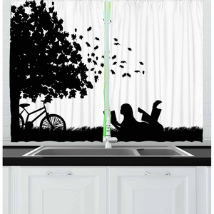 image:imageAmbesonne Abstract Kitchen Curtains Absurd Vector Smoky Wavy Floral Design Rainbow Alike Stripes and Lines Print Window Drapes 2 Panel Set for Kitchen Cafe Decor 55 x 39 White MulticolorWhite Dimgray