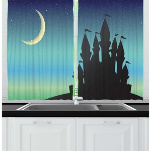 image:imageAmbesonne Abstract Kitchen Curtains Absurd Vector Smoky Wavy Floral Design Rainbow Alike Stripes and Lines Print Window Drapes 2 Panel Set for Kitchen Cafe Decor 55 x 39 White MulticolorSeafoam Pale Yellow Dark Lavender