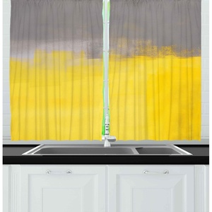 image:imageAmbesonne Abstract Kitchen Curtains Absurd Vector Smoky Wavy Floral Design Rainbow Alike Stripes and Lines Print Window Drapes 2 Panel Set for Kitchen Cafe Decor 55 x 39 White MulticolorDimgray Yellow