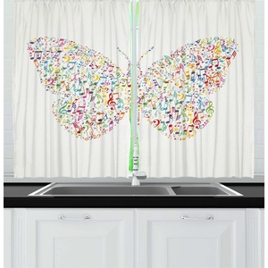 image:imageAmbesonne Abstract Kitchen Curtains Absurd Vector Smoky Wavy Floral Design Rainbow Alike Stripes and Lines Print Window Drapes 2 Panel Set for Kitchen Cafe Decor 55 x 39 White MulticolorMulti Color