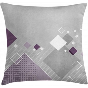 image:imageAmbesonne Abstract Throw Decorative Pillow Cover Home amp Living Room Geometric Composition Colorful Striped Dotted Rhombus Decorative Square Accent Cushion Pillow Case 20 X 20 Purple White GreyPurple White Grey