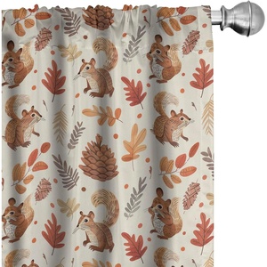 image:imageAmbesonne Animals Curtains Urban Jungle Themed Modern Boho Detail Roundy Fox Elephant Tiger Print Window Treatments 2 Panel Set for Living Room Bedroom Pair of  28 x 63 Dark Orange Teal BeigeBeige Brown and Cocoa