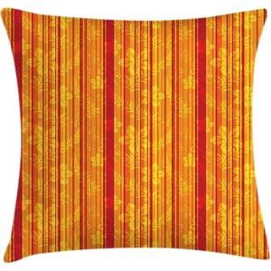 image:imageAmbesonne Antique Throw Pillow Cushion Cover Thai Culture Vector Abstract Background Flower Pattern Design Art Illustration Print Decorative Square Accent Pillow Case 24 X 24 RubyOrange and Yellow