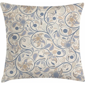 image:imageAmbesonne Antique Throw Pillow Cushion Cover Thai Culture Vector Abstract Background Flower Pattern Design Art Illustration Print Decorative Square Accent Pillow Case 24 X 24 RubySlate Blue Beige Tan