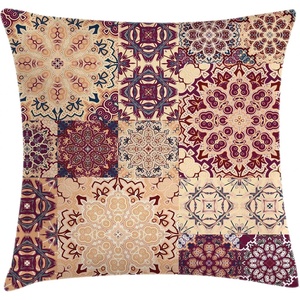 image:imageAmbesonne Antique Throw Pillow Cushion Cover Thai Culture Vector Abstract Background Flower Pattern Design Art Illustration Print Decorative Square Accent Pillow Case 24 X 24 RubyDried Rose Ivory