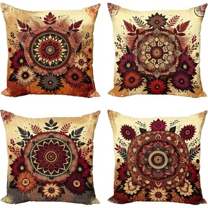 image:imageAmbesonne Antique Throw Pillow Cushion Cover Thai Culture Vector Abstract Background Flower Pattern Design Art Illustration Print Decorative Square Accent Pillow Case 24 X 24 RubyBurnt Orange and Raspberry