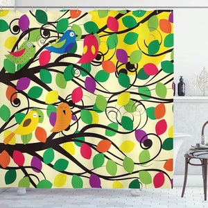 image:imageAmbesonne Birds Shower Curtain Cheerful Happy Birds Singing on Lively Tree Branches with Colorful Spring Leaves Cloth Fabric Bathroom Decor Set with Hooks 69 W x 70 L Eggshell MulticolorEggshell Multicolor