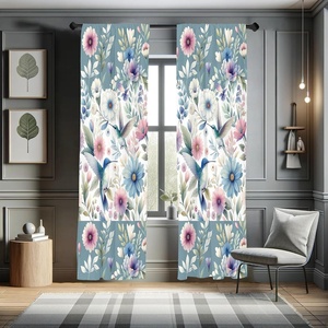 image:imageAmbesonne Birds and Nature Curtains Muted Tone Leafy Floral Huddles with Hummingbirds Urban Jungle Window Treatments 2 Panel Set for Living Room Bedroom Pair of  28 x 63 Blue Grey Dried RoseCadet Blue Multicolor