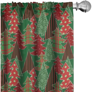 image:imageAmbesonne Candy Cane Curtains Aquarelle Style Sweets Traditional Christmas Festivity Winter Celebrations Window Treatments 2 Panel Set for Living Room Bedroom Pair of  28 x 84 White AquaCoral Green