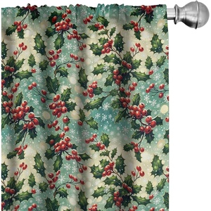 image:imageAmbesonne Candy Cane Curtains Aquarelle Style Sweets Traditional Christmas Festivity Winter Celebrations Window Treatments 2 Panel Set for Living Room Bedroom Pair of  28 x 84 White AquaFern Green and Vermilion