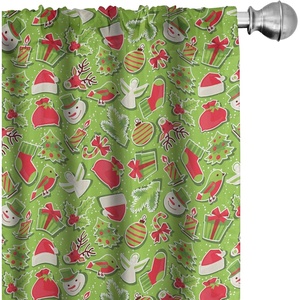 image:imageAmbesonne Candy Cane Curtains Aquarelle Style Sweets Traditional Christmas Festivity Winter Celebrations Window Treatments 2 Panel Set for Living Room Bedroom Pair of  28 x 84 White AquaApple Green Red