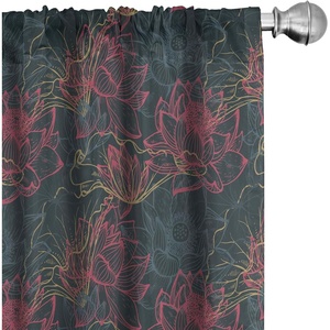 image:imageAmbesonne Ethnic Window Curtains Watercolor Style Hand Drawn Grid Pattern Hippie Folk Batik Design Lightweight Decor 2Panel Set with Rod Pocket Pair of  28 x 63 Azure BlueCoral Blue