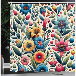 image:imageAmbesonne Eucalyptus Leaves Shower Curtain Modern Geometric Nature Mid Century Boho with Peachy Details Cloth Fabric Bathroom Decor Set with Hooks 69 W x 84 L Orange Dark Sea GreenPink Orange Pale Green
