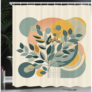 image:imageAmbesonne Eucalyptus Leaves Shower Curtain Modern Geometric Nature Mid Century Boho with Peachy Details Cloth Fabric Bathroom Decor Set with Hooks 69 W x 84 L Orange Dark Sea GreenOrange Dark Sea Green