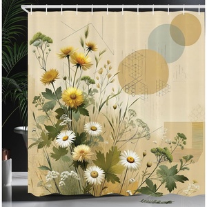 image:imageAmbesonne Eucalyptus Leaves Shower Curtain Modern Geometric Nature Mid Century Boho with Peachy Details Cloth Fabric Bathroom Decor Set with Hooks 69 W x 84 L Orange Dark Sea GreenIvory Sage Green Mustard
