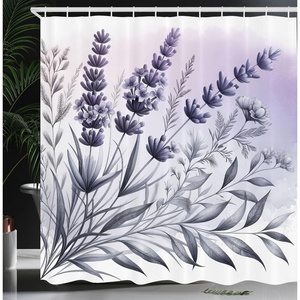 image:imageAmbesonne Eucalyptus Leaves Shower Curtain Modern Geometric Nature Mid Century Boho with Peachy Details Cloth Fabric Bathroom Decor Set with Hooks 69 W x 84 L Orange Dark Sea GreenPale Lilac Purpleblue