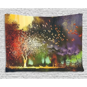 image:imageAmbesonne Fantasy Tapestry Forest with Mysterious Trees and Birds Supernatural Vivid Wonder World Wide Wall Hanging for Bedroom Living Room Dorm 60 X 40 Yellow Purple