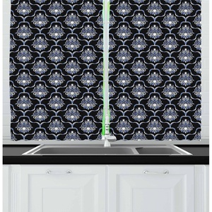 image:imageAmbesonne Fitness Kitchen Curtains Motivation Regular Exercise Theme Fitness Words Checkered Backdrop Typography Window Drapes 2 Panel Set for Kitchen Cafe Decor 55 x 39 Pale Blue WhiteDark Blue Pale Blue White