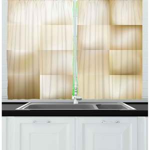 image:imageAmbesonne Fitness Kitchen Curtains Motivation Regular Exercise Theme Fitness Words Checkered Backdrop Typography Window Drapes 2 Panel Set for Kitchen Cafe Decor 55 x 39 Pale Blue WhiteCream Beige