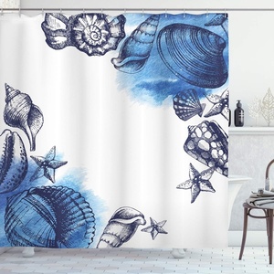image:imageAmbesonne Indie Shower Curtain Hand Drawn Dressed up Walrus Animal Long Teeth Smoking Antromorphic Sketch Art Cloth Fabric Bathroom Decor Set with Hooks 69 W x 70 L White BlackNavy Blue and White