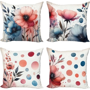 image:imageAmbesonne Retro Throw Pillow Cushion Cover Fashion Woman with Dandelion Flower Spring Wind Garden Sketchy Illustration Decorative Square Accent Pillow Case 16 X 16 Warm Taupe and BlueCoral Slate Blue