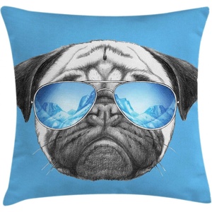 image:imageAmbesonne Retro Throw Pillow Cushion Cover Fashion Woman with Dandelion Flower Spring Wind Garden Sketchy Illustration Decorative Square Accent Pillow Case 16 X 16 Warm Taupe and BluePearl Blue