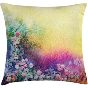 image:imageAmbesonne Retro Throw Pillow Cushion Cover Fashion Woman with Dandelion Flower Spring Wind Garden Sketchy Illustration Decorative Square Accent Pillow Case 16 X 16 Warm Taupe and BlueViolet Yellow
