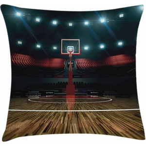 image:imageAmbesonne Teen Room Throw Pillow Cushion Cover Professional Basketball Arena Stadium Before The Game Championship Sports Image Decorative Square Accent Pillow Case 16 X 16 BrownBrown