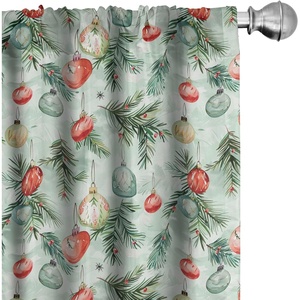 image:imageAmbesonne Watercolor Window Curtains Christmas Themed Floral Poinsettia Berries Winter Inspirations Leaf Lightweight Decor 2Panel Set with Rod Pocket Pair of  28 x 84 Vermilion Yellow GreenPale Mint Green and Vermilion