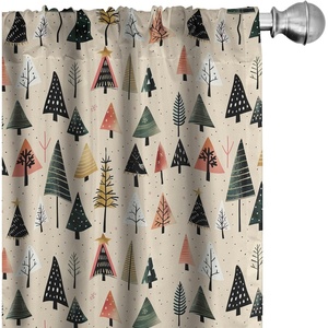 image:imageAmbesonne Watercolor Window Curtains Christmas Themed Floral Poinsettia Berries Winter Inspirations Leaf Lightweight Decor 2Panel Set with Rod Pocket Pair of  28 x 84 Vermilion Yellow GreenBeige Forest Green and Coral