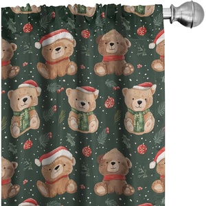 image:imageAmbesonne Watercolor Window Curtains Christmas Themed Floral Poinsettia Berries Winter Inspirations Leaf Lightweight Decor 2Panel Set with Rod Pocket Pair of  28 x 84 Vermilion Yellow GreenGreen Dimgray Vermilion