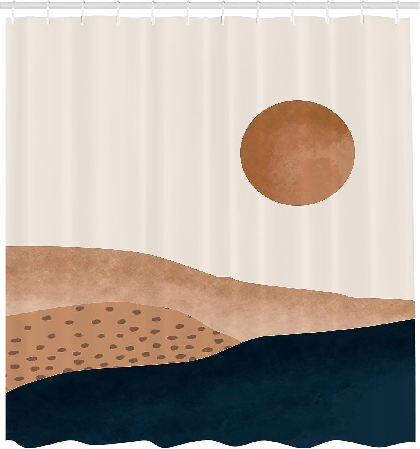 image:imageAmbesonne Mid Century Modern Boho Shower Curtain Watercolor Simple Desert Abstract Artwork with Sun Cloth Fabric Bathroom Decor Set with Hooks 69 W x 70 L Pale Caramel Camel White