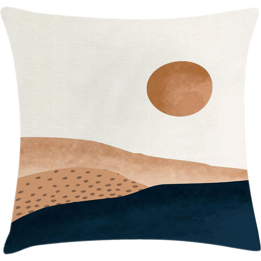 image:imageAmbesonne Mid Century Modern Boho Throw Pillow Cushion Cover Watercolor Simple Desert Abstract Artwork with Sun Decorative Square Accent Pillow Case 36 X 36 Pale Caramel Camel White