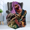 image:imageAmbesonne Dinosaur Throw Blanket Jurassic Times Themed Design of Trex Stegosaurus and Triceratops Flannel Fleece Accent Piece Soft Couch Cover for Adults 50 x 60 Violet Grey and Night Blue