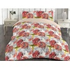 image:imageAmbesonne Flower Duvet Cover Set Floral Ornament with Digital Watercolor Gerbara Art Floursih Print Reversible 3 Piece Bedding Set with 2 Pillow Shams California King Dark Salmon Grey and Mustard