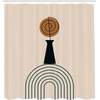 image:imageAmbesonne Mid Century Modern Boho Shower Curtain Abstract Design of Geometric Round and Whirly Stripes Cloth Fabric Bathroom Decor Set with Hooks 69 W x 105 L Dark Reseda Green Ginger