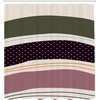 image:imageAmbesonne Mid Century Modern Boho Shower Curtain Bold Stripes with Minimalist Spots on Eggshell Back Cloth Fabric Bathroom Decor Set with Hooks 69 W x 84 L Dark Purple and Army Green