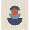 image:imageAmbesonne Mid Century Modern Boho Shower Curtain Geometric Balance with Semi Circles Weathered Effect Cloth Fabric Bathroom Decor Set with Hooks 69 W x 84 L Eggshell and Paprika