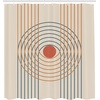 image:imageAmbesonne Mid Century Modern Boho Shower Curtain Geometric Design Minimalist Stripes and Circles Like Eye Cloth Fabric Bathroom Decor Set with Hooks 69 W x 70 L Champagne Dark Salmon