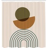 image:imageAmbesonne Mid Century Modern Boho Shower Curtain Geometric Semicircle and Round with Simple Stripes Art Cloth Fabric Bathroom Decor Set with Hooks 69 W x 70 L Fawn Ginger Champagne