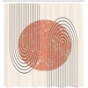 image:imageAmbesonne Mid Century Modern Boho Shower Curtain Grunge Planet Inspired Round with Stripes on Ivory Back Cloth Fabric Bathroom Decor Set with Hooks 69 W x 70 L Salmon Charcoal Grey