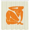 image:imageAmbesonne Mid Century Modern Boho Shower Curtain Minimalist Lady Silhouette Hippie Artwork on Cream Backdrop Cloth Fabric Bathroom Decor Set with Hooks 69 W x 70 L Marigold Eggshell