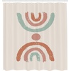 image:imageAmbesonne Mid Century Modern Boho Shower Curtain Minimalist and Pastel Stripes with Dot Rainbow Look Cloth Fabric Bathroom Decor Set with Hooks 69 W x 105 L Pale Rust and Almond Green
