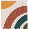 image:imageAmbesonne Mid Century Modern Boho Shower Curtain Retro Abstract Conceot Stripes with Polka Dots Print Cloth Fabric Bathroom Decor Set with Hooks 69 W x 70 L Cinnamon Apricot Eggshell