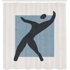 image:imageAmbesonne Mid Century Modern Boho Shower Curtain Simple Silhouette of Man Freedom Vibe Rectangle Print Cloth Fabric Bathroom Decor Set with Hooks 69 W x 84 L Blue Grey Charcoal Grey