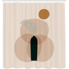 image:imageAmbesonne Mid Century Modern Boho Shower Curtain Simplistic Leaf in a Vase Motif on Abstract Rounds Art Cloth Fabric Bathroom Decor Set with Hooks 69 W x 70 L Dark Reseda Green Beige