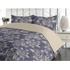 image:imageAmbesonne Roses Duvet Cover Set Blossoming Petals Wild Flowers and Leaves Romantic Feels Vintage Concept Reversible 2 Piece Bedding Set with Pillow Sham Twin Beige and Dark Indigo