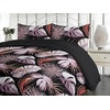 image:imageAmbesonne Tropical Duvet Cover Set Exotic Jungle Leaves on Black Background Watercolor Hawaiian Branches Reversible 3 Piece Bedding Set with 2 Pillow Shams Queen Plum Grey Pink Salmon