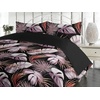 image:imageAmbesonne Tropical Duvet Cover Set Exotic Jungle Leaves on Black Background Watercolor Hawaiian Branches Reversible 3 Piece Bedding Set with 2 Pillow Shams Queen Plum Grey Pink Salmon